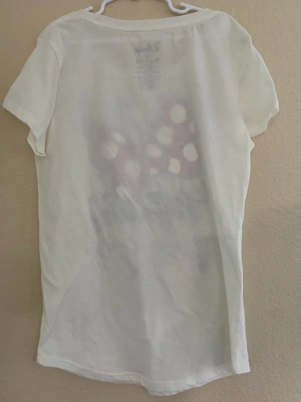 Disney White Tee with Red Polka Dot Minnie Bow Graphic